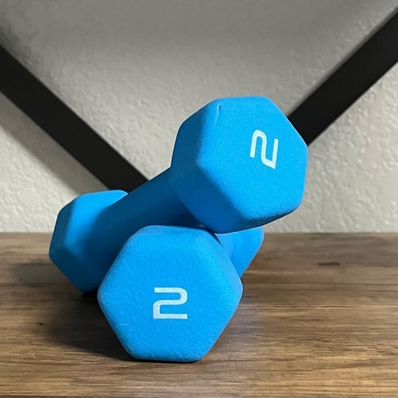 2 Lb Dumbbell Set Blue Hand Weights - Picture 1 of 4